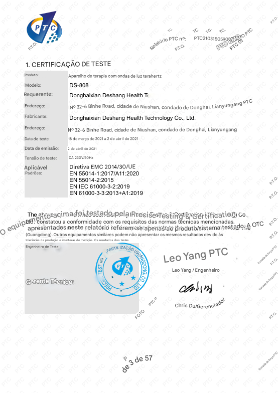 Certificado de testes